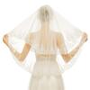 Bridal White Ivory Tulle Short Wedding Veil Band Sequin Beads white9