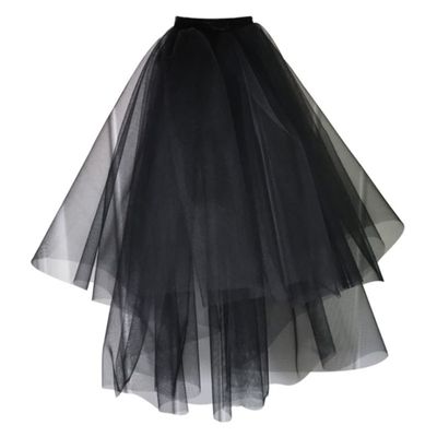 Black Layered Tulle Cropped Wedding Veil Halloween Cosplay Party Black