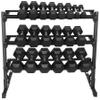 Fitvids 550LB Rubber Coated Hex Dumbbell Weight Set with 3-Tier Storage Rack, 5-50 lbs Pairs, One Package view 2