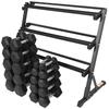 Fitvids 550LB Rubber Coated Hex Dumbbell Weight Set with 3-Tier Storage Rack, 5-50 lbs Pairs, One Package view 3
