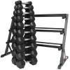 Fitvids 550LB Rubber Coated Hex Dumbbell Weight Set with 3-Tier Storage Rack, 5-50 lbs Pairs, One Package view 4