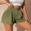 CRTGW Shorts for Women Solid Zip Up Roll Up Hem Shorts (Size : Medium) view 3