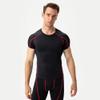 CICI FIVE Men's Compression Shirt Short Sleeve Athletic Compression Tops Cool Dry Undershirts Baselayer Gym Workout T Shirt B Red view 2
