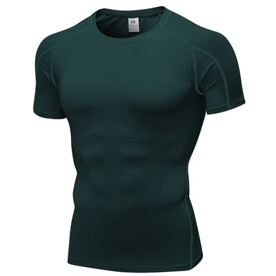 CICI FIVE Men's Compression Shirt Short Sleeve Athletic Compression Tops Cool Dry Undershirts Baselayer Gym Workout T Shirt Blackish Green