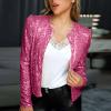 Women's Sparkly Glitter Jacket Tops Going Out Cute Sexy Sequin Crop Tops Bomber Jacket Tops Party Camisole Vest Shirt view 2