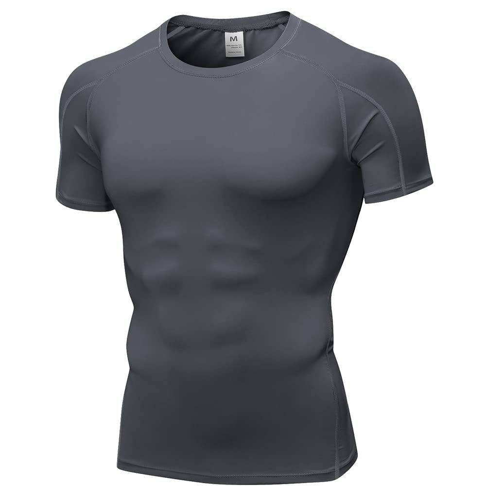 CICI FIVE Men's Compression Shirt Short Sleeve Athletic Compression Tops Cool Dry Undershirts Baselayer Gym Workout T Shirt