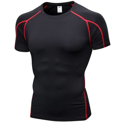 CICI FIVE Men's Compression Shirt Short Sleeve Athletic Compression Tops Cool Dry Undershirts Baselayer Gym Workout T Shirt B Red