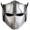 18 gauge steel hand forged kaldor medieval battle cosplay helmet, Silver view 1