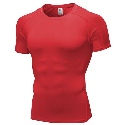 CICI FIVE Men's Compression Shirt Short Sleeve Athletic Compression Tops Cool Dry Undershirts Baselayer Gym Workout T Shirt Red