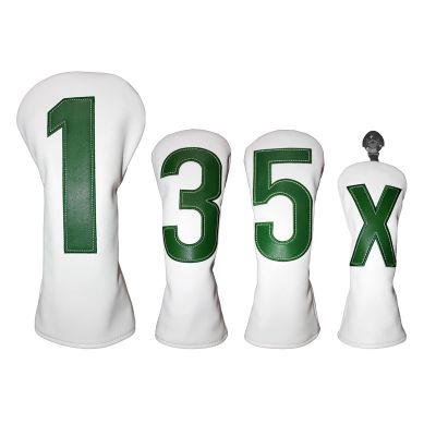 Andux 4Pack/Set PU Large Number Golf 460cc Driver Fairway Woods Hybrids Club Head Covers White