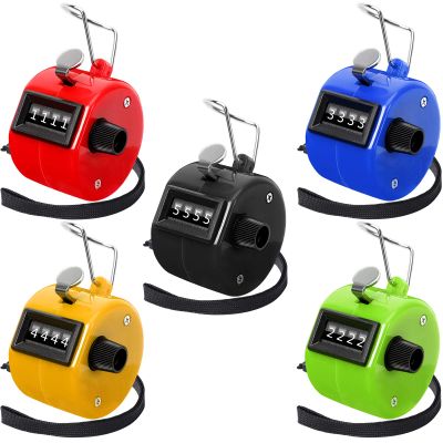 PETKNOWS Colors Handheld Tally Counter Clicker, 5 Pcs 4 Digital Number Click Counter for School Event Golf Sports Office Stadium