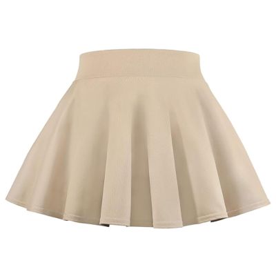 BOOPH Kids Girls Skirt Casual Mini Flare Plain Pleated Skater Uniform Skirts 10-11 Years Khaki