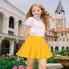 BOOPH Kids Girls Skirt Casual Mini Flare Plain Pleated Skater Uniform Skirts 5-6 Years Yellow view 3