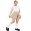 BOOPH Kids Girls Skirt Casual Mini Flare Plain Pleated Skater Uniform Skirts 8-10 Years Khaki view 2