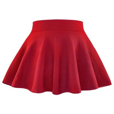 BOOPH Kids Girls Skirt Casual Mini Flare Plain Pleated Skater Uniform Skirts 5-6 Years Red
