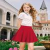 BOOPH Kids Girls Skirt Casual Mini Flare Plain Pleated Skater Uniform Skirts 5-6 Years Red view 3
