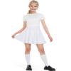 BOOPH Kids Girls Skirt Casual Mini Flare Plain Pleated Skater Uniform Skirts 7-8 Years White view 2