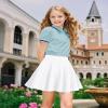 BOOPH Kids Girls Skirt Casual Mini Flare Plain Pleated Skater Uniform Skirts 7-8 Years White view 3