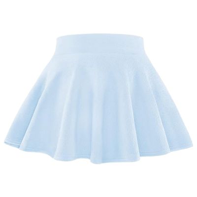 BOOPH Kids Girls Skirt Casual Mini Flare Plain Pleated Skater Uniform Skirts 8-10 Years Light Blue