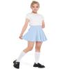 BOOPH Kids Girls Skirt Casual Mini Flare Plain Pleated Skater Uniform Skirts 8-10 Years Light Blue view 2