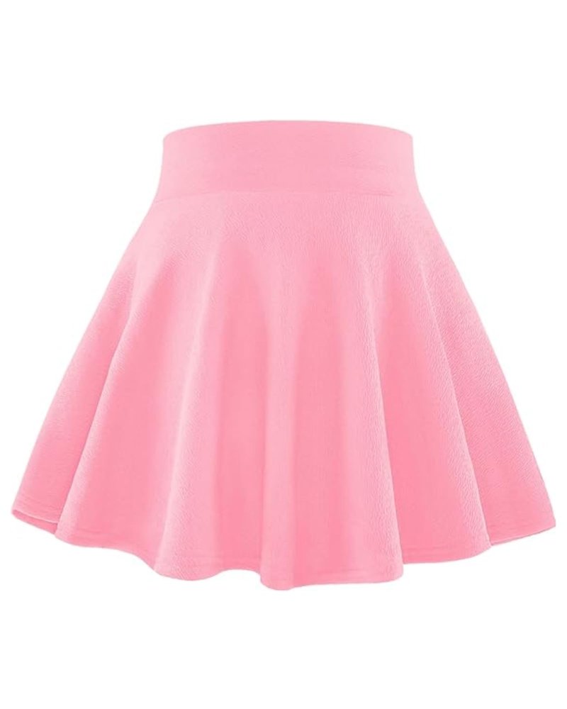 BOOPH Kids Girls Skirt Casual Mini Flare Plain Pleated Skater Uniform Skirts 10-11 Years N-Pink