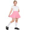 BOOPH Kids Girls Skirt Casual Mini Flare Plain Pleated Skater Uniform Skirts 8-10 Years N-Pink view 2