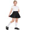 BOOPH Kids Girls Skirt Casual Mini Flare Plain Pleated Skater Uniform Skirts 7-8 Years Black view 2