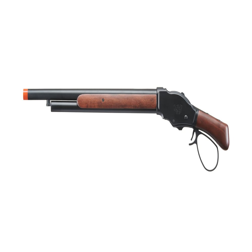 Golden Ball & Eagle 300 FPS 1887 Full Metal Real Wood Compact Lever Action Gas Airsoft Shotgun 1/3 Brust (Black)