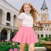BOOPH Kids Girls Skirt Casual Mini Flare Plain Pleated Skater Uniform Skirts 12-13 Years N-Pink view 3