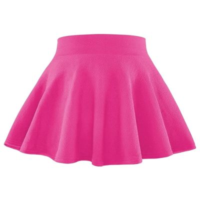 BOOPH Kids Girls Skirt Casual Mini Flare Plain Pleated Skater Uniform Skirts 8-10 Years Rose Red