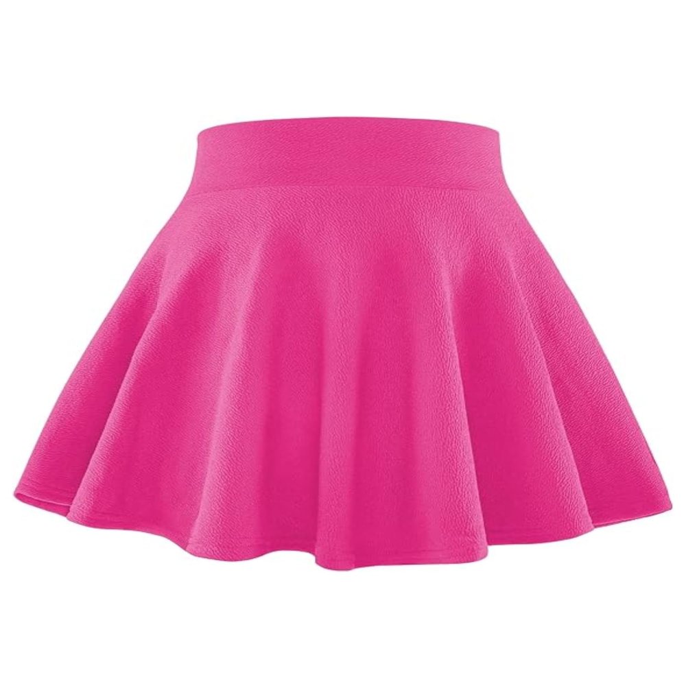 BOOPH Kids Girls Skirt Casual Mini Flare Plain Pleated Skater Uniform Skirts 8-10 Years Rose Red
