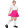 BOOPH Kids Girls Skirt Casual Mini Flare Plain Pleated Skater Uniform Skirts 8-10 Years Rose Red view 2