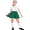 BOOPH Kids Girls Skirt Casual Mini Flare Plain Pleated Skater Uniform Skirts 7-8 Years Green view 2