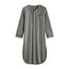 Men's Cotton Nightshirt V Neck Long Sleeve Button Down Nightgown Summer Mid-Length Henley Sleepwear Sleepshirt (Grey,XX-Large) view 1
