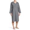 Men's Cotton Nightshirt V Neck Long Sleeve Button Down Nightgown Summer Mid-Length Henley Sleepwear Sleepshirt (Grey,XX-Large) view 2