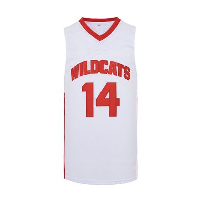 Mens Wildcats High School Jersey,14 Troy Bolton Basketball Jersey,8 Chad Danforth Basketball Jersey/Shirt (Small, 14 Bolton White)