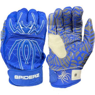 Spiderz 2022 Hybrid Series Men's Baseball Batting Gloves (Pair) Royal Blue | White XL
