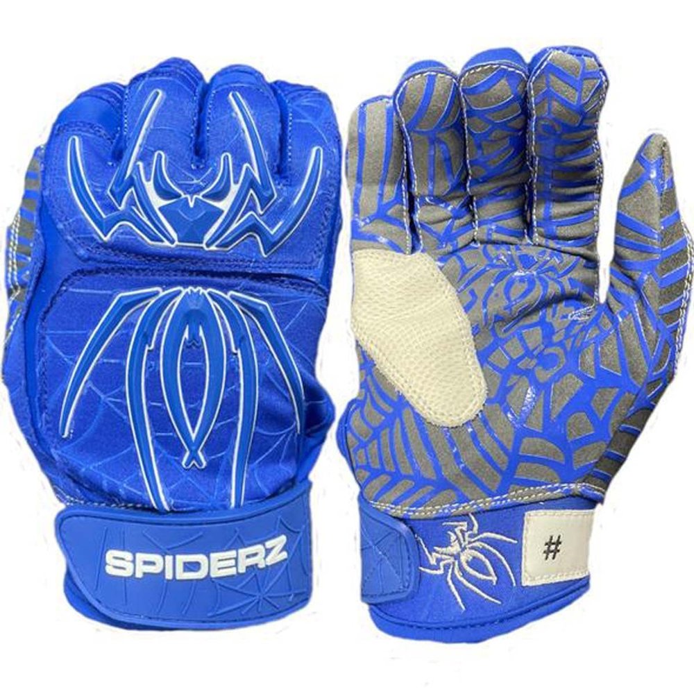 Spiderz 2022 Hybrid Series Men's Baseball Batting Gloves (Pair) Royal Blue | White XL