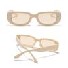IKANOO Retro Rectangle Sunglasses for Women Men Small Square Frame Trendy Y2K 90s Black Sunglasses (Beige Frame Tea Lens) view 3