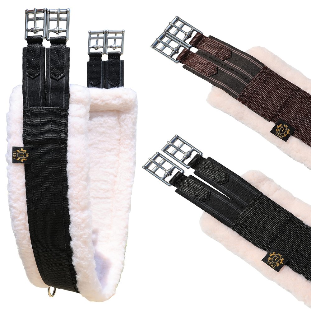 T TEKE Daily English Girths for Horses: Padded with Fleece, Double-Sided Heavy-Duty Elastic and Stainless Steel Buckles (Sizes 38-56")"