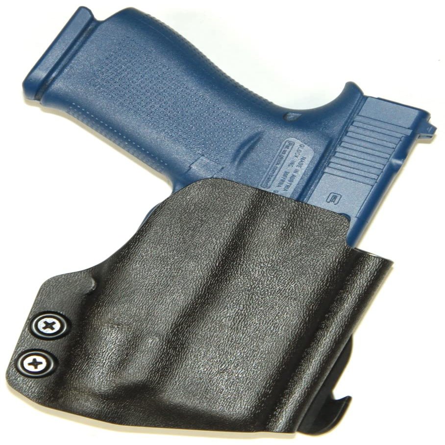 REVKEL Custom Kydex Molded OWB Paddle Holster for Springfield Hellcat Micro Compact w/Streamlight TLR7 SUB in Police Tactical Black. Black Left Hand Draw. Hand Crafted in Texas, USA.