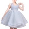 Girls Dress Blue Gray Swing Layered Criss Cross Tie Backless Slip Halter Size 7 view 1