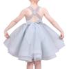 Girls Dress Blue Gray Swing Layered Criss Cross Tie Backless Slip Halter Size 7 view 2