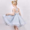 Girls Dress Blue Gray Swing Layered Criss Cross Tie Backless Slip Halter Size 7 view 3