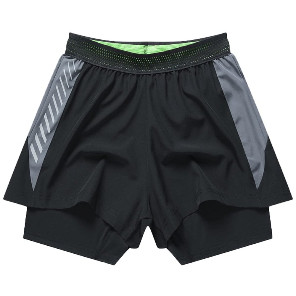 Ouruikia Men's Athletic Shorts Swim Trunk Lightweight Sports Gym Running Shorts Quick Dry Workout Shorts with Compression Liner Black S