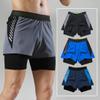 Ouruikia Men's Athletic Shorts Swim Trunk Lightweight Sports Gym Running Shorts Quick Dry Workout Shorts with Compression Liner Black S view 2