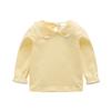 RUKOSU Baby Girl Long Sleeve Blouses Solid Color Doll Collar T-Shirt Toddler Kids Cotton Top Bottom Yellow 18-24 Months view 1
