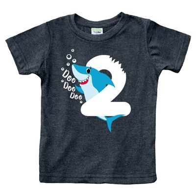 2nd Birthday Shirt Shark boy Baby Second Two 2 Year Old Toddler Outfit Shark doo (as1, Age, 2_Years, Charcoal Black - Blue Shark)