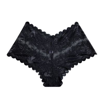 SAKVILSEC Lace Panties Women Seamless Underwear Hollow Out Briefs Transparent Underpants Breathable Intimates Lingerie(Black,XS)