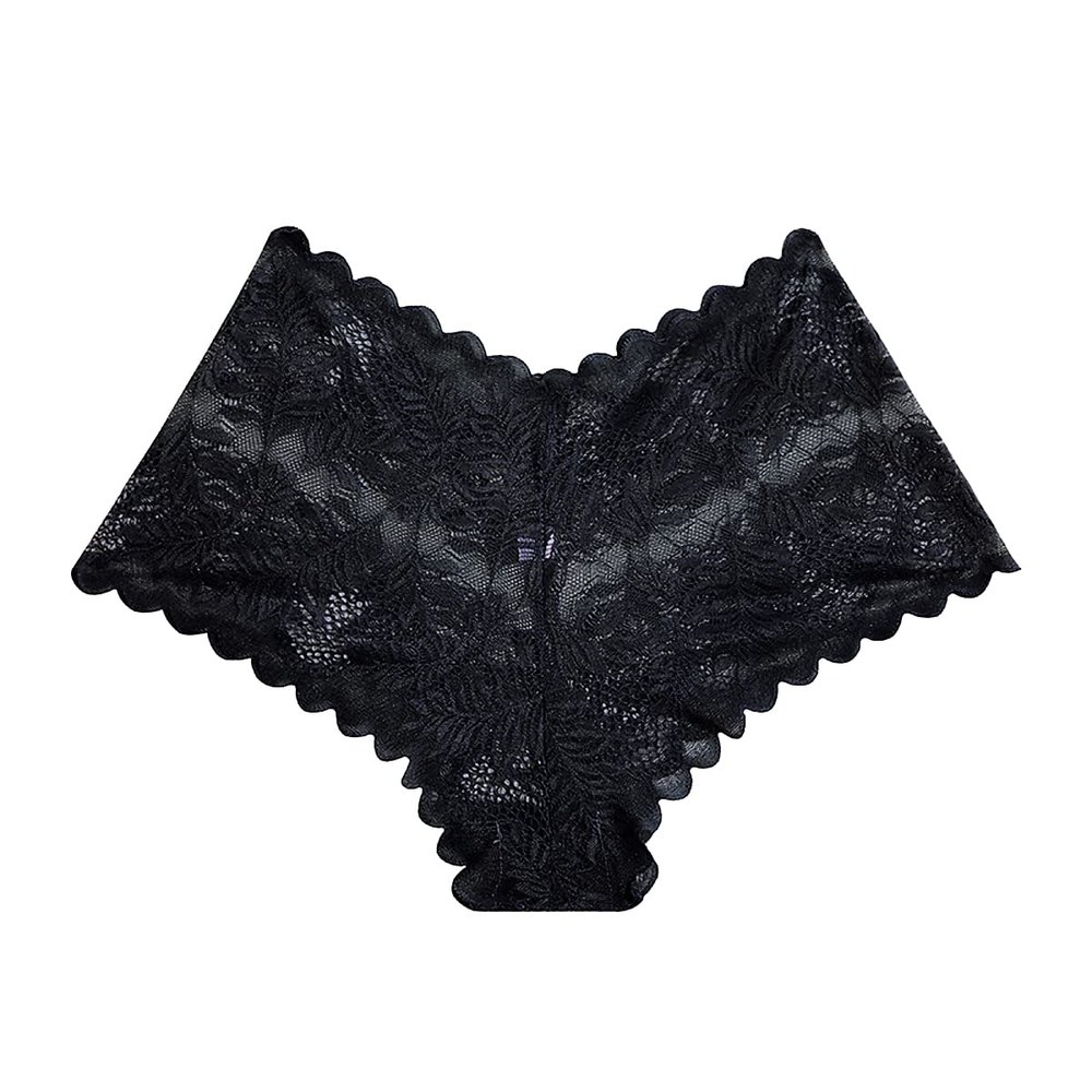 SAKVILSEC Lace Panties Women Seamless Underwear Hollow Out Briefs Transparent Underpants Breathable Intimates Lingerie(Black,XS)